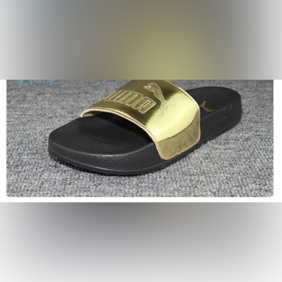 Puma Womens Leadcat Iri Mirror Jr Slide Sandals Black/Gold 367220-01 - Picture 5 of 6